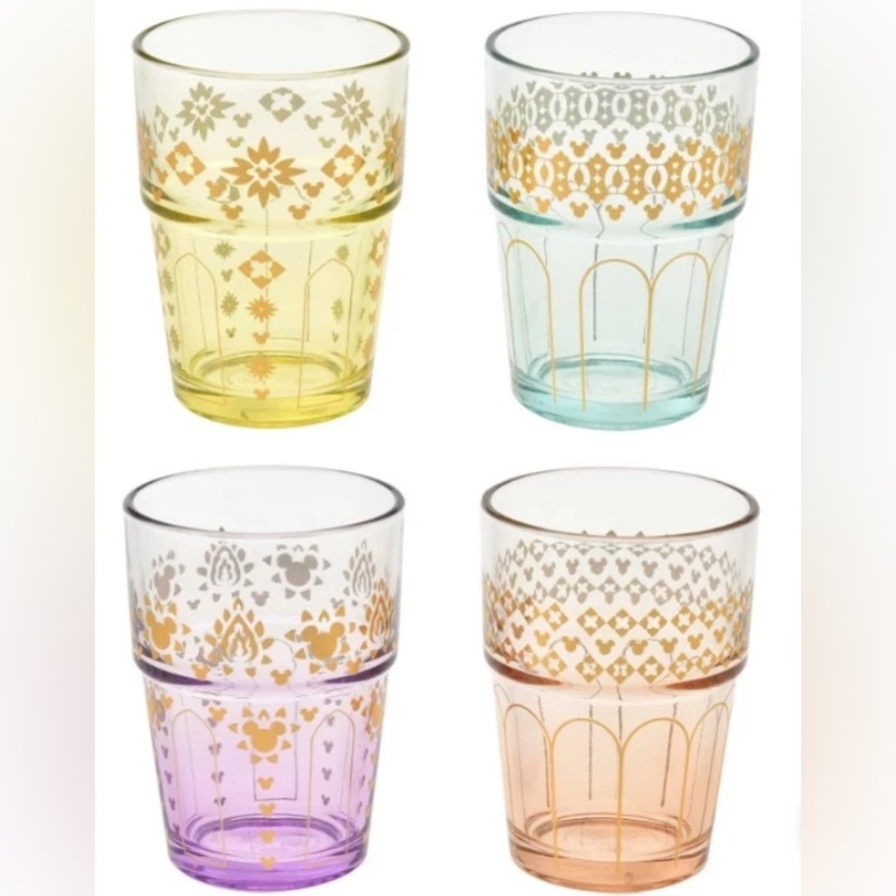 NWT. Disney set of four glass cups. Moroccan-style drinking glasses from EPCOT